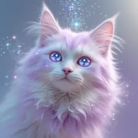 Dreamy AI-generated cats floating in pastel colors