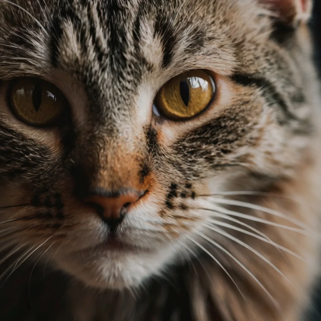 Close-up cat photo with sharp eyes, key technique for cat photography at home