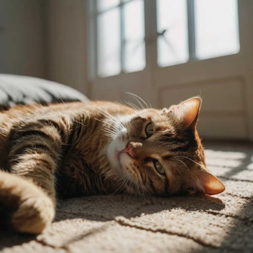 Natural light cat photo without flash, example of soft lighting in cat photography at home
