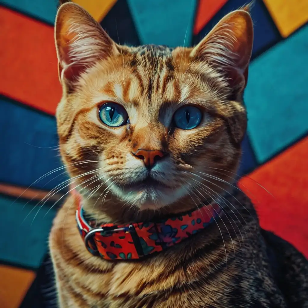 AI-generated pop art cat portrait in vibrant comic style