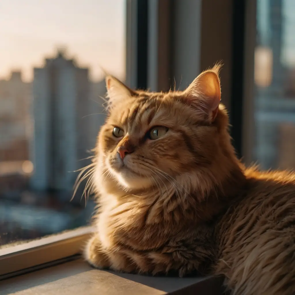 Adorable Persian cat with a fluffy coat relaxing indoors, showing the calm and gentle nature of the Persian breed.

