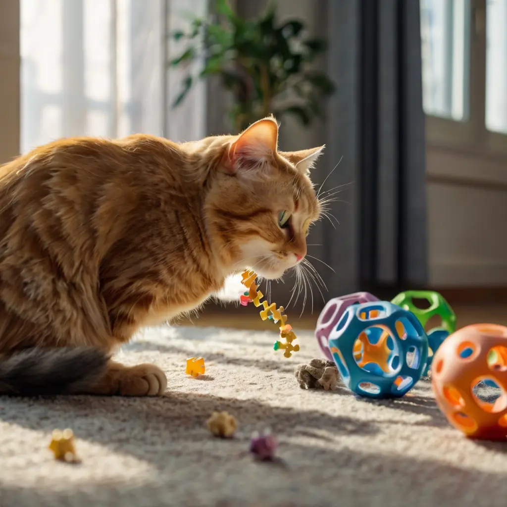 Health and wellness activities for cat lovers including exercise and mind games for senior cats