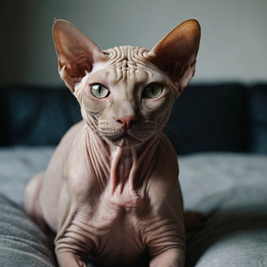 the Sphynx is unique for its hairless look