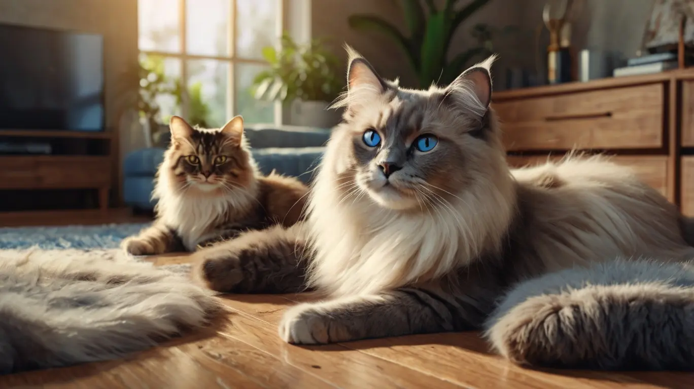 Banner showing the best cat in the world with family in a cozy living room