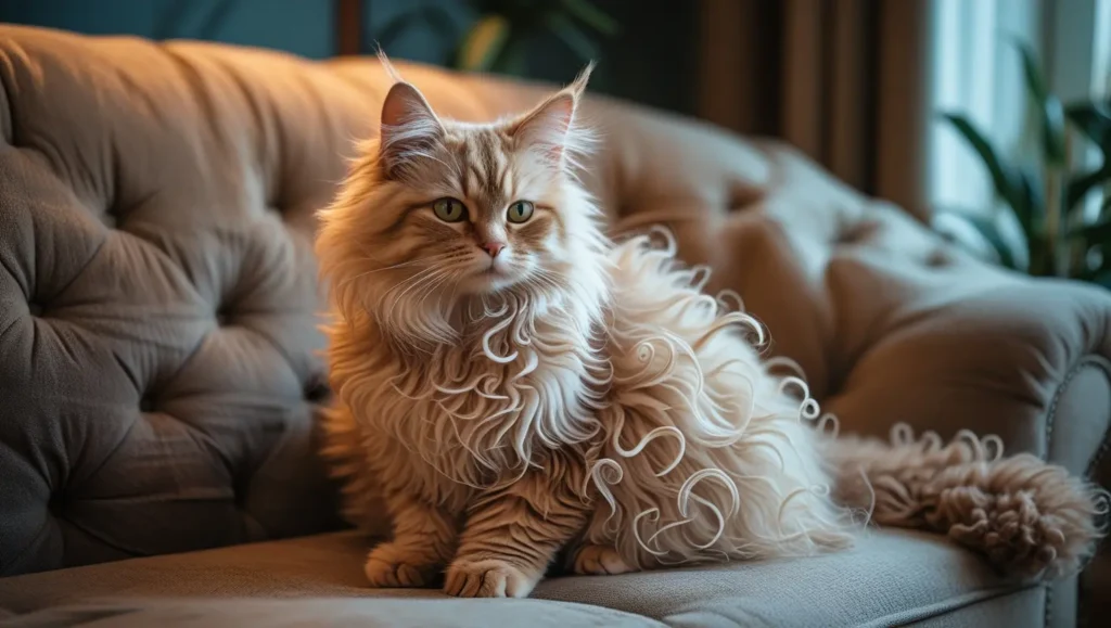 LaPerm rare cat breed with curly rippled coat