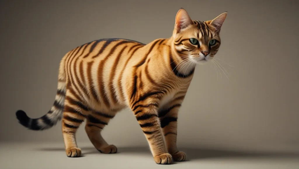 Toyger rare cat breed with tiger-like striped coat